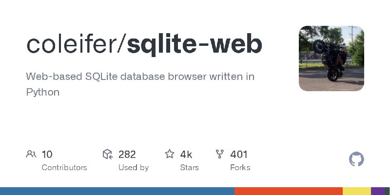 GitHub - coleifer/sqlite-web: Web-based SQLite database browser written in Python