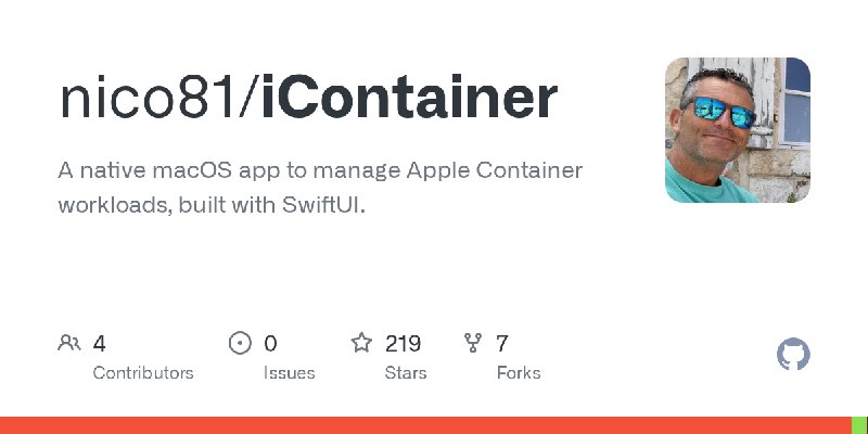 GitHub - nico81/iContainer: A native macOS app to manage Apple Container workloads, built with SwiftUI.