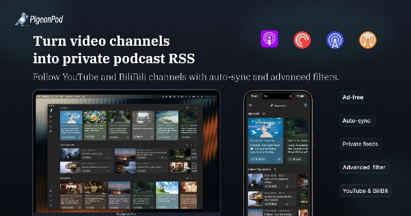 GitHub - aizhimou/pigeon-pod: Listen to YouTube & Bilibili. Anywhere.