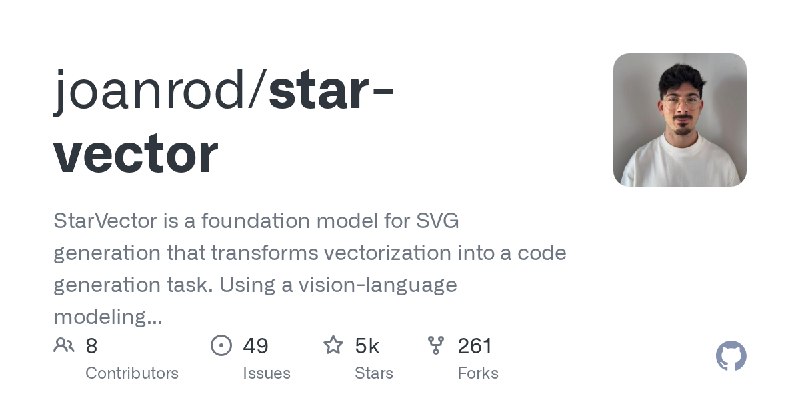 GitHub - joanrod/star-vector: StarVector is a foundation model for SVG generation that transforms vectorization into a code generation…