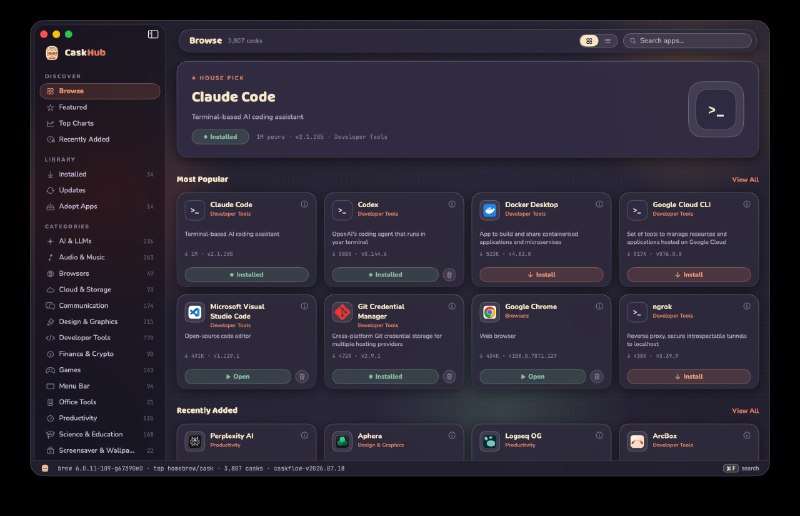 #macOS Homebrew Casks 的 GUI 客户端，类 App Store 界面