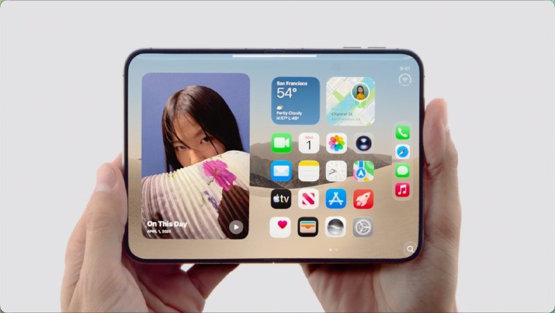 📱 Apple 发布全新 iPhone Duo护照大小，单手持握舒适* 5 级钛金属材质，IP68 级别防水防尘* 展开后 7.6 英寸的视网膜屏幕，折叠时外屏 5.6 英寸* 状态信息、菜单栏 和 Dock 栏移至侧面，方便单手操作* 可以配合 Apple Pencil 适用* Touch ID 解锁2 种颜色：星光白、午夜蓝